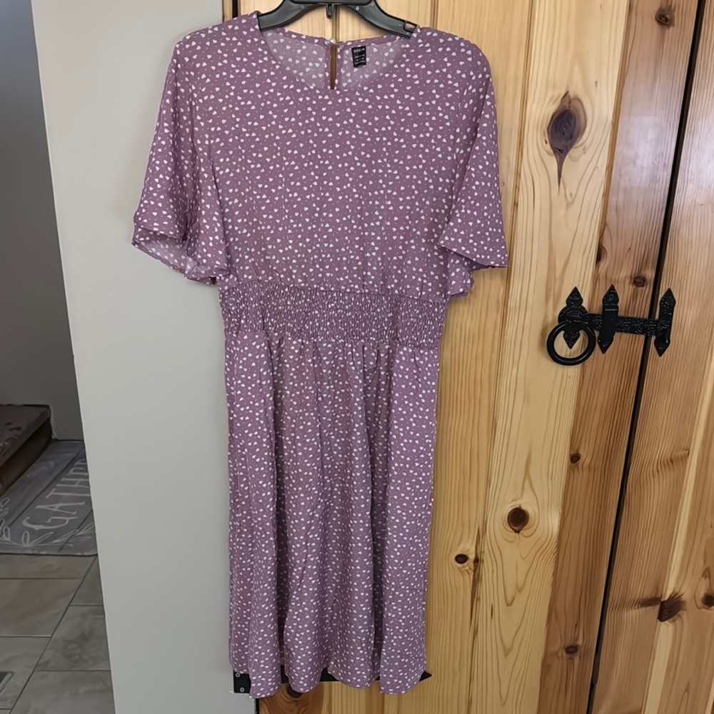 Elegant Mauve Polka Dot Dress
